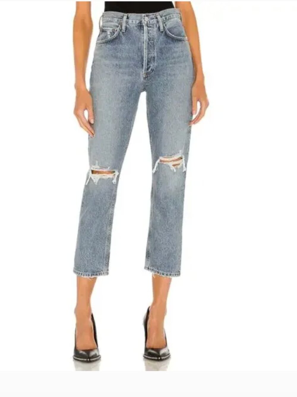 AGOLDE Riley Crop Jeans Distressed Knee High Rise Size 25